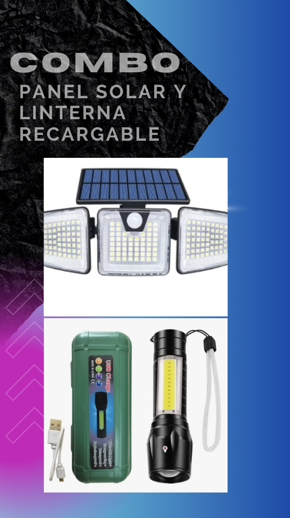 Combo panel solar y linterna recargable